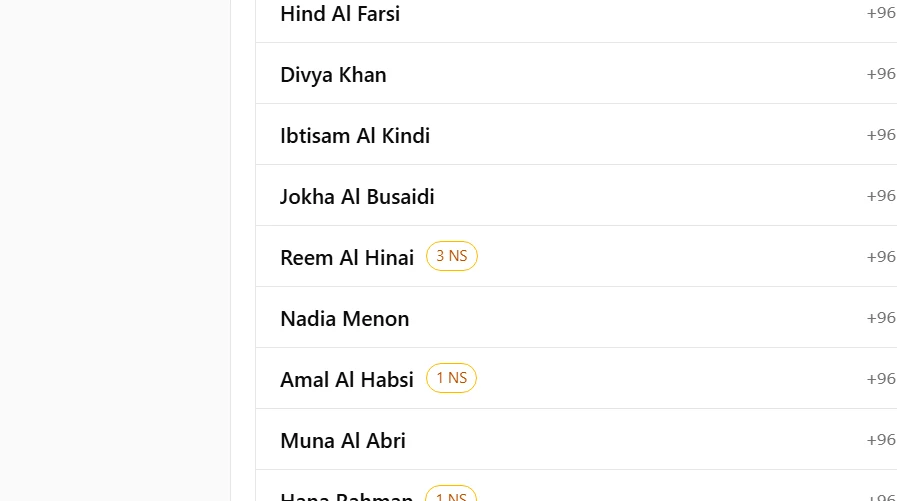 The customer list, with no-show counts beside some names