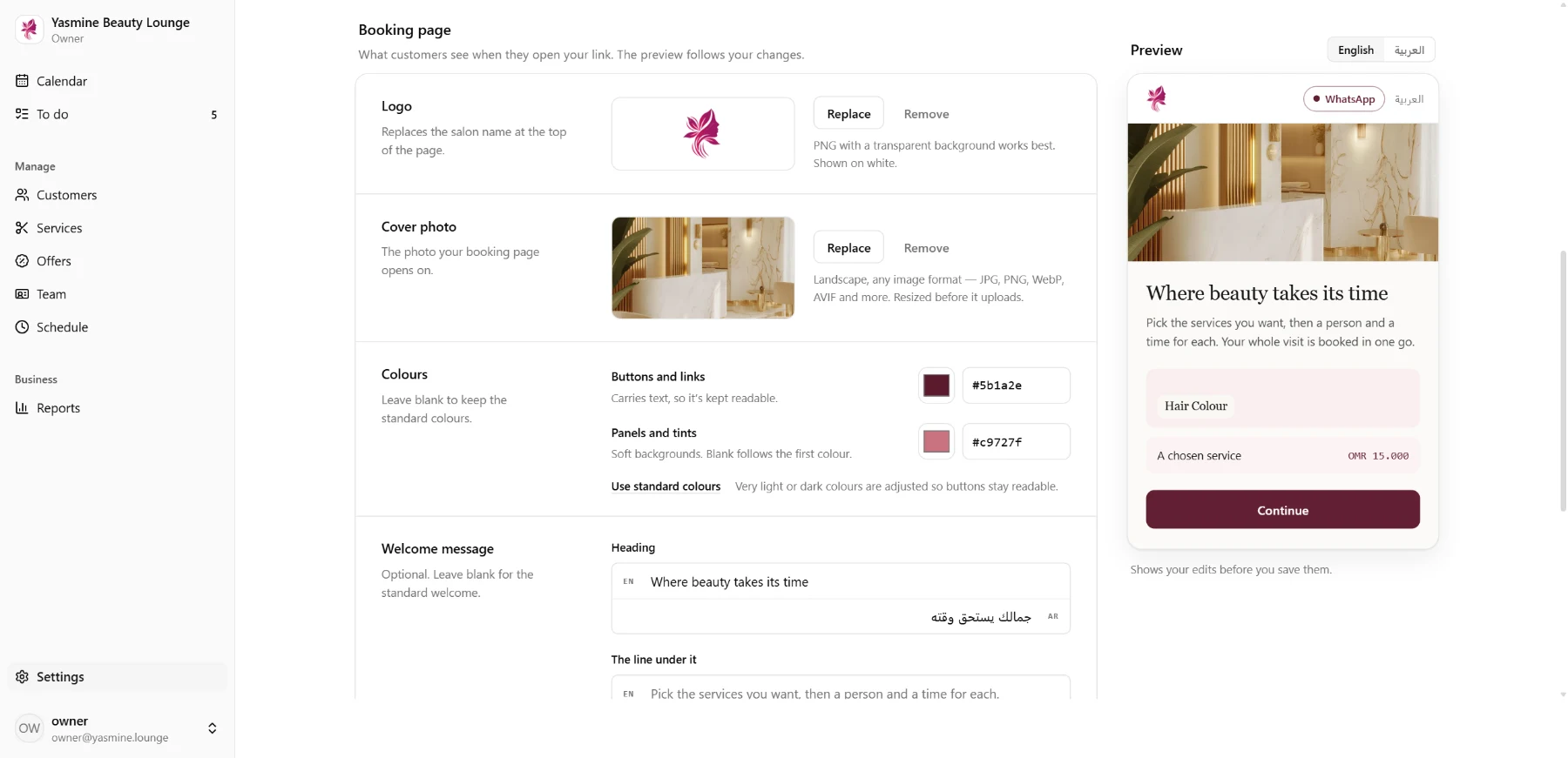 Dashboard · Settings