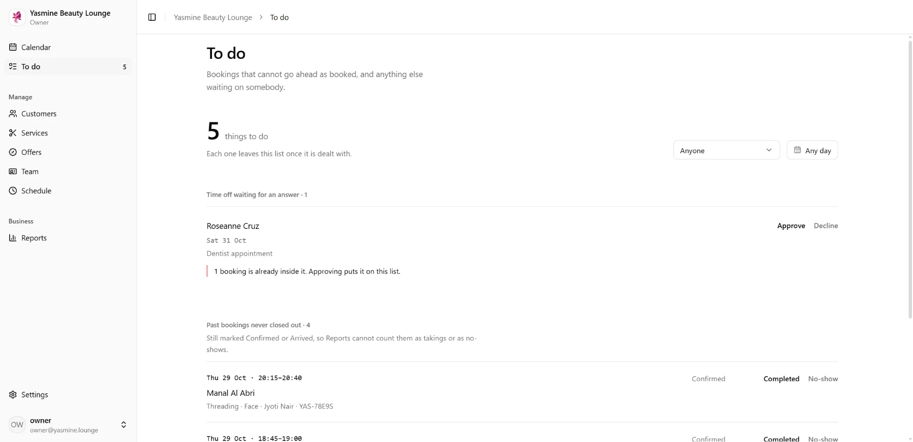 Dashboard · To do